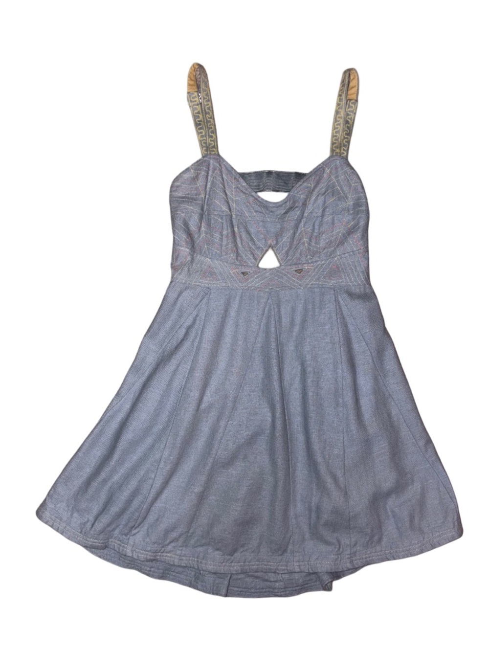 Esley Light Blue Sundress with Yellow Straps and Front Cutout